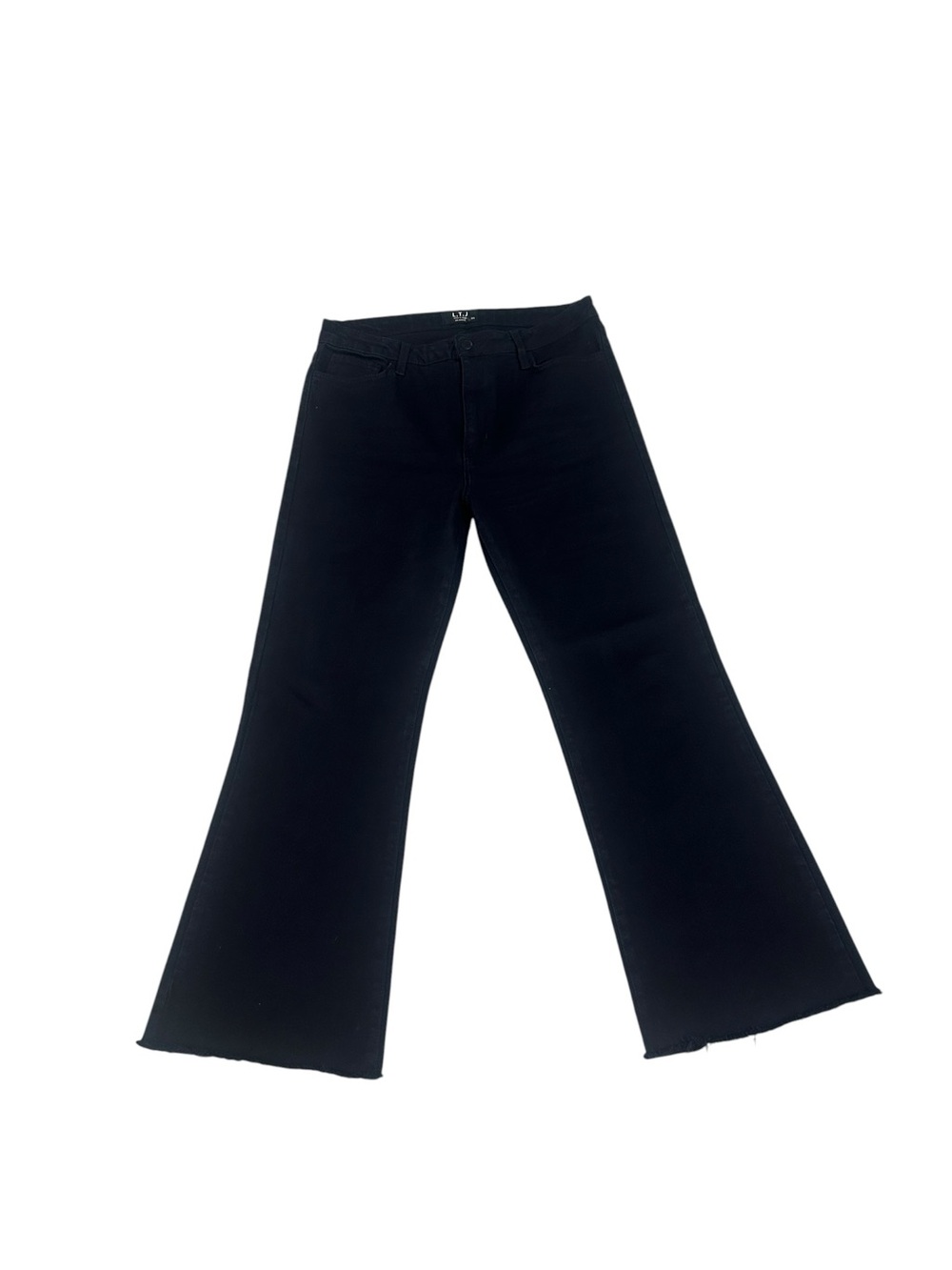 Letter to Juliet LTJ High-Rise Black Wide-Leg ankle denim jeans frayed hem 29